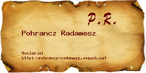 Pohrancz Radamesz névjegykártya